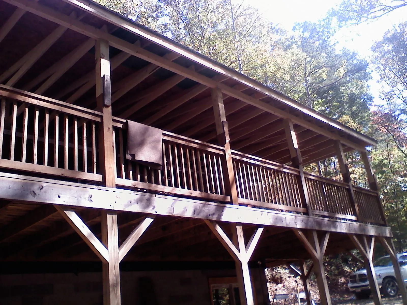 Timber framing under a new elevated porch and deck — Roof Leak Repair in Thornville by Roofing Brothers
